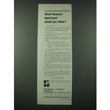 1963 Merrill Lynch Ad - Which Research Department Should You Follow?