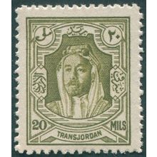 Transjordan 1930 20m olive-green Perf 14 SG201 unused