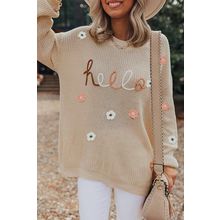 Parchment Hello Floral Embroidered Knit Loose Sweater
