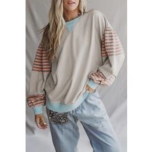 Jet Stream Striped Colorblock Patchwork Drop Shoulder Sweatshirt