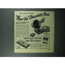 1950 Baker's Dot Chocolate Ad - Pour-on Bars