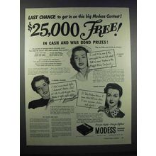 1943 Modess Sanitary Napkins Ad - Last Chance