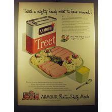 1950 Armour Treet Ad - Treet's a mighty handy meat to have around