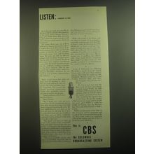 1945 CBS Columbia Broadcasting System Ad - Listen: February 10, 1945