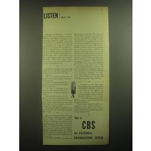 1945 CBS Columbia Broadcasting System Ad - Listen: April 7, 1945
