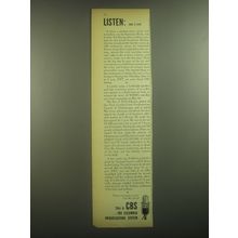 1945 CBS Columbia Broadcasting System Ad - Listen: June 9, 1945