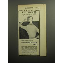 1951 Mark Cross Turtle Neck Ad - Ladylike version of the Turtle Neck