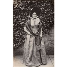 Posh Lady In Elegant Edwardian Crushed Velvet Dress Waiting For Date RPC Postcar