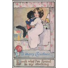 Agnes Richardson - Look What I've Found in My Stocking, c.1915 - Tuck's Postcard