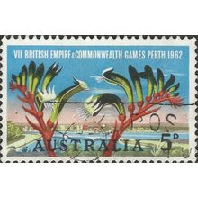 AUSTRALIA, FLOWER, Commonwealth Games, Kangaroo Paw, blue 1962, 5d, #2