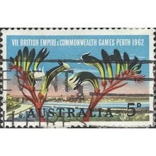 AUSTRALIA, FLOWER, Commonwealth Games, Kangaroo Paw, blue 1962, 5d, #3