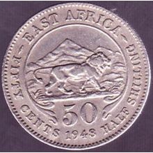 1948 Kenya (East Africa) 50 Cents Coin