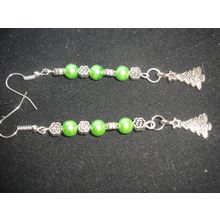 Different fun mint green long drop alloy tree earrings