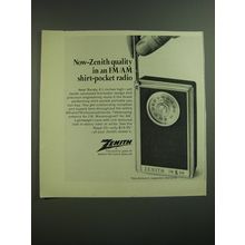 1968 Zenith Royal 25 Radio Ad - Quality in an FM/AM shirt-pocket radio