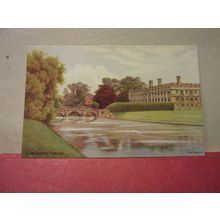 CLARE COLLEGE, CAMBRIDGE unused vintage postcard artist, A R Quinton. =