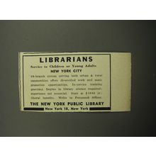 1957 The New York Public Library Advertisement - Librarians service to children