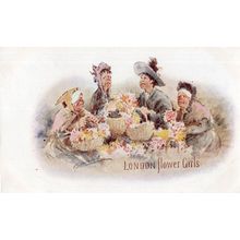 London Ugly Old Flower Girls Antique Comic Postcard