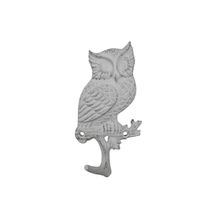 Pack Of 2] Whitewashed Cast Iron Owl Sitting on a Tree Branch Decorative Met...