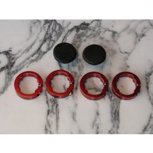 Qty 4 Red Lock On Grip Ends + Handlebar End Caps mtb mountain bike lock-on grips