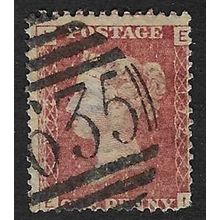 GB 1858 QUEEN VICTORIA 1d RED PLATE 172 USED SG43 / 44 " EI "