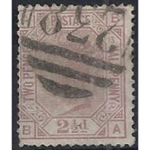 1878 SG141 2 1/2d Rosy-Mauve Plate 13 Good/Fine Used Check Letters "DB".