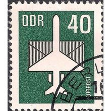 DDR, AIR, airmail jet / envelope, blue-green 1982, 40pf