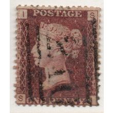Sg43 1d red plate 201 FINE USED " S I " (REDS)