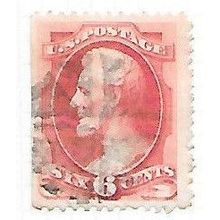 USA 1870 NATIONAL BANK NOTE 6c LINCOLN FANCY CORK CANCEL straight edge left