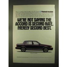 1991 Plymouth Acclaim Ad - Accord Merely Second Best