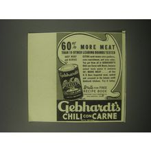 1940 Gebhardt's Chili Con Carne Ad - 60% more meat