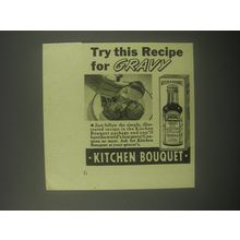 1940 Kitchen Bouquet Ad - Try this recipe for gravy