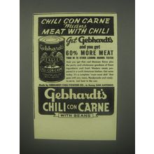 1940 Gebhardt's Chili Con Carne Ad - Chili Con Carne means meat with Chili
