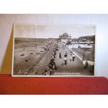 BEACH AND PAVILION, RHYL, Flintshire used vintage postcard RP 1950 pm =