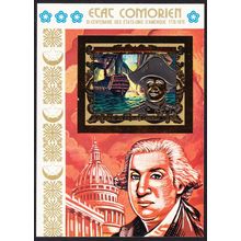 Comoro Is. Ships American Revolution MS Gold Foil Imperf 1976 MNH