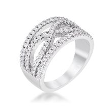 4Ct Rhodium Plated Classic Twist Wide CZ Ring