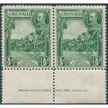 Grenada 1934 ½d green Perf 12½ SG147 MNH pair