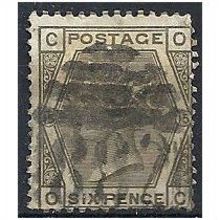 1876 SG147 6d Grey Plate 15 Good Used Check Letters "OC".