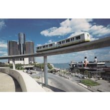 The Detroit People Mover Train Passing Greektown Detroit USA Postcard