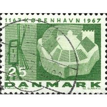 DENMARK, Copenhagen fortification and windmill, green 1967, 25ore, #2