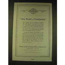 1936 Bank of New York & Trust Company Ad - Not worth a continental