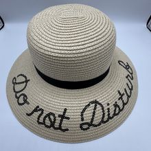 Simplicity Do Not Disturb Straw Hat New w/Tags Beige Black Band