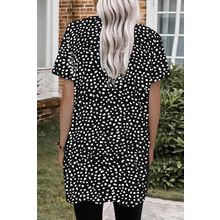 Black Leopard Print Side Pockets Tunic Top
