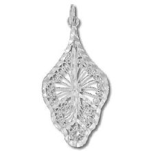 Sterling Silver Diamond Cut Filigree Leaf Pendant