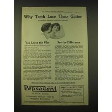 1918 Pepsodent Toothpaste Ad - Why teeth lose their glitter