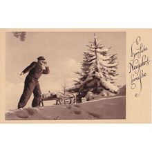 Uniform Man Postman New Years Day German Old Postcard