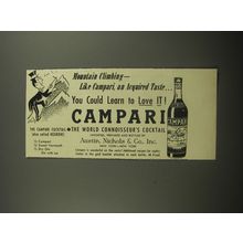 1956 Campari Aperitif Ad - Mountain climbing - like Campari, an Aquired taste