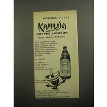 1956 Kahlua Coffee Liqueur Ad - Kahlua imported Coffee Liqueur from sunny Mexico