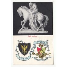 Lady Godiva Coventry with Heraldic Crest Postcard