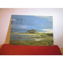 BAMBURGH CASTLE & BEACH, NORTHUMBERLAND used postcard 1991 pm =