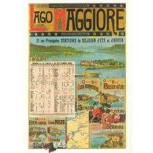 Ago Aggiore Hotel Belle Vue Eden Poste Hotel Swiss Poster Timetable Postcard